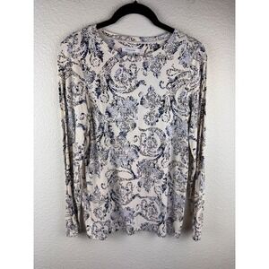 Chicos Top Size 0 S Paisley Snakeskin Print Long Sleeve Coquette Cottagecore